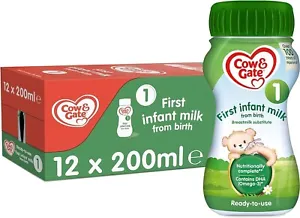 Cow & Gate 1 First Infant Baby Milk Ready to Use Liquid Formula, from Birth, 20 - Picture 1 of 8
