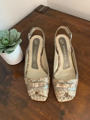 Zapatos de salón Pk Peter Keiser piel de serpiente leopardo punta abierta honda trasera para mujer talla 6,5 Foto 1 de 4