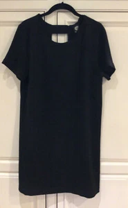 BOBEAU Crepe Feel BLACK Dress Sheath Shift Cutout Back Size M Preowned - Picture 1 of 4