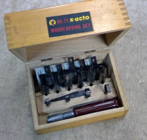 Vintage X-ACTO Nº Juego de 75 talla y modelado en caja de madera - Imagen 1 de 13