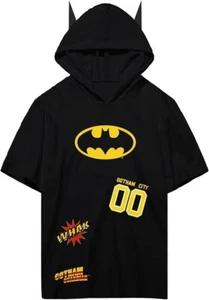 Bioworld Batman Cosplay Youth Boys XXL XX-Large Black Hooded T-Shirt 3D Ears - Picture 1 of 1