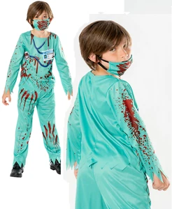 Zombie Doctor Childrens Halloween Fancy Dress Costume Boys Doctors Uniform Surge - Picture 1 of 5