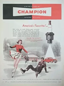 1955 Champion Scintilla Stampa Annuncio Pattinaggio su ghiaccio. - Foto 1 di 1
