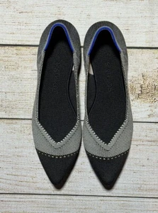 Rothy’s The Point Grey Mist Captoe Size 7 Pointed Toe Slip On Flats Black Gray - Picture 1 of 7