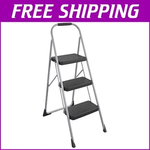 Effortless Reach - Three-Step Folding Stool with Comfortable Rubber Grip, Grey - Picture 1 of 10