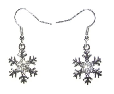 Pendientes Copo de Nieve, Blanco Navidad Con Brillantes Cristales de Estrás Foto 1 de 4
