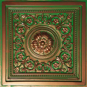 Sistema de rejilla, azulejos de techo de PVC MAJESTY cobre esmeralda 2' x 2' - Imagen 1 de 3