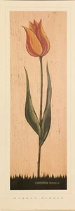 art print~TULIP FLORAL PANEL~Warren Kimble~folk primitive flower 7.5x20 - Picture 1 of 1