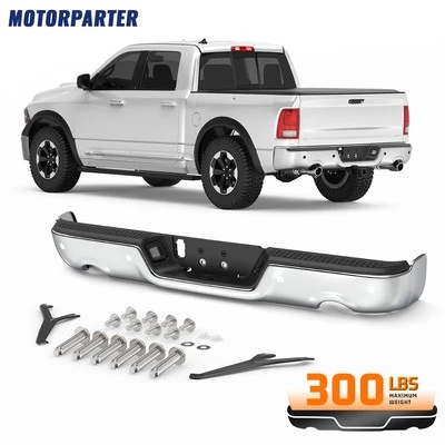 Chrome Rear Bumper Assy For 2009-2018 Dodge Ram 1500 w/Dual Exhaust Sensor Holes - Imagem 1 de 4