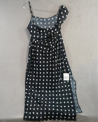 ASOS дизайн женщин в горошек одно плечо миди платье размер 10 черный новый с Ярлыками - Изображение 1 из 4