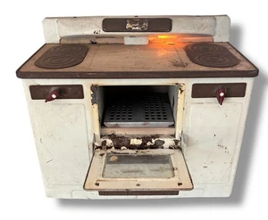 Horno eléctrico de juguete Empire Little Lady de colección con tapa de estufa de esmalte melocotón raro - Imagen 1 de 9
