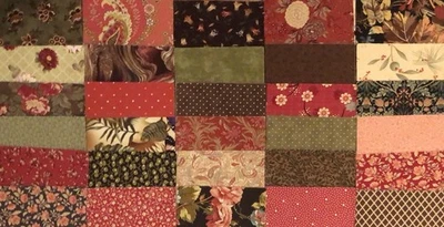 Paquete de 60 dijes cuadrados, llamativa mezcla de rosa y marrón 100 % algodón moda, Andover, etc. Foto 1 de 4