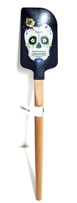 Williams Sonoma Halloween Spatula Day of the Dead Black Multi Wooden Handle New - Image 1 of 4