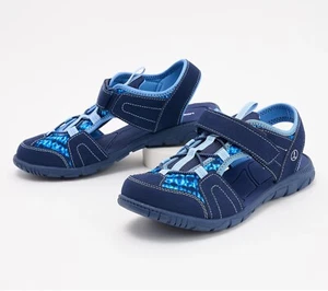 New Lands' End Water Repellent Closed Toe Sport Sandals Navy/Blue Size 7 B - Picture 1 of 4