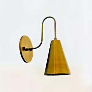 Brown Brass Wall Sconce 1950s Mid Century Brass Italian Adjustable Wall Light - Picture 1 of 5