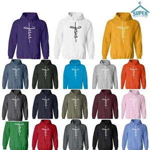 JESUS Cross Unisex HOODIE Sweatshirt Christian Religious Faith Disciple Church - Picture 1 of 21