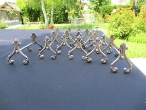 ANTIQUE FRENCH ERCUIS SILVERPLATED SET 11 KNIFE RESTS HOLDERS SIGNED LYS FLOWER - Picture 1 of 12