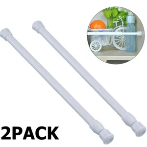 2pcs Tension Curtain Rod Spring Load Adjustable Curtain Pole Heavy-Duty Steel - Picture 1 of 12