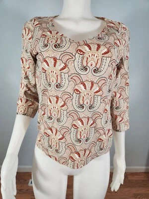 The  Limited  Shirt Top Womens Medium 3/4 Sleeve Stretch Paisley Print V Neck  Foto 1 de 4