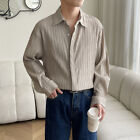Pleated Top Long Sleeve Shirt Men's Korean Style Loose Fit Casual Oversize Shirt
