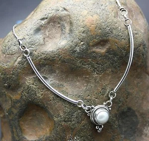 STERLING SILVER GENUINE FRESH WATER PEARL Necklace FAST FREE SHIPPING !! - Picture 1 of 10