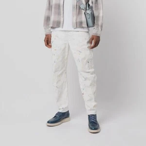 $568 John Elliott Men's White Paint Splatter Daze Straight Jeans Pants Size 36 - Picture 1 of 5