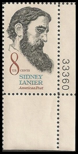US 1446 Sidney Lanier 8c plate single LR 33360 MNH 1972 - Image 1 of 1