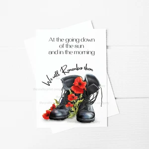 At the going down of the sun, Military Veteran Remembrance card A5 Greeting Card - Picture 1 of 1