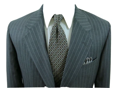 Hickey Freeman Loro Piana Italy Gray Striped Blazer Jacket Sport Coat 41 S USA - Image 1 of 4