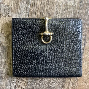 Vintage Nordstrom Pebbled Leather Bifold Cardholder Made in Italy Brass Clip - Picture 1 of 7