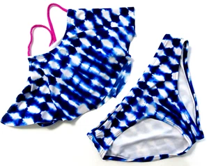 GIRLS OLD NAVY BLUE & WHITE 2 PC. SWIMSUIT  SIZE XL 14 - Picture 1 of 1