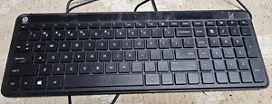 HP KBAH21 USB Wired Super Slim Thin Black PC Keyboard Lightweight - Picture 1 of 5