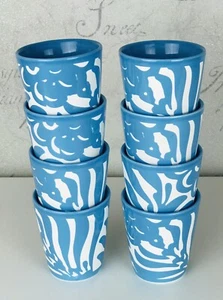 Marks & Spencer Set of 8 Blue White Porcelain Stencil Flower Tea Light Holders - Picture 1 of 12