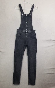 H M Girls Overall 14Y+ Black Cotton Blend Slash Pockets Wash Out Denim Jumpsuit - Picture 1 of 20