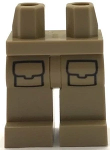 Lego Nuevo Bronceado Oscuro Minifigura Pantalones Piernas con Bolsillos Negros Parte - Imagen 1 de 1