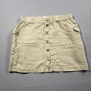 Michael Stars Skirt Women XL Button Front Beige 100% Linen Pockets Casual - Picture 1 of 8
