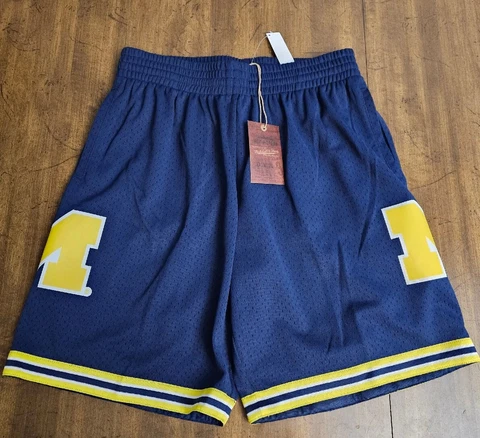 Mitchell & Ness 1991 Michigan Navy Swingman Basketball Shorts Men Size LARGE NEW Cover