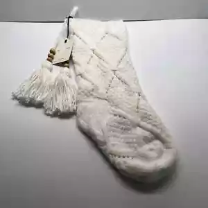 Hearth & Hand With Magnolia Knit Christmas Stocking White Tassel - Picture 1 of 4