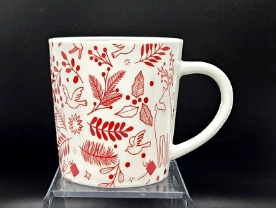 Taza de café Starbucks ~ rojo blanco ~ vacaciones de Navidad ~ palomas ciervo ~ 14 oz. Foto 1 de 4