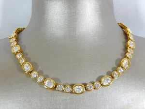 SWAROVSKI SWAN SIGNED MULTI BEZEL SET CRYSTAL 18KGP TENNIS NECKLACE W EXTENDER - Picture 1 of 8