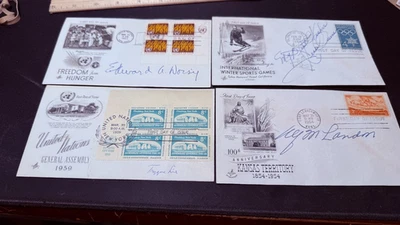 Lote de 4 Fundas Autografiadas Primer Día - Firmas No Identificadas - Como Encontradas Foto 1 de 4