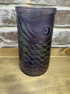 John Cook Iridescent Signed Hand Blown Koi Fish Glass Rare PurpleTall 5.75” 2012 - Picture 1 of 6