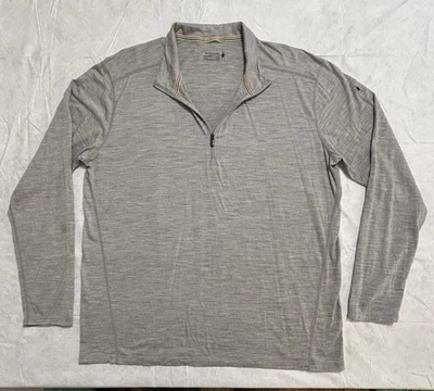 Pullover Smartwool Para Hombres XXL Gris Lana Merino Cuarto Cremallera Capa Base Foto 1 de 4