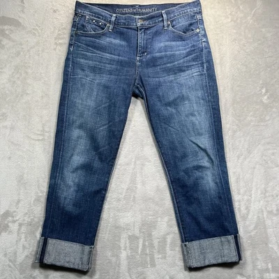 Pantalones de mezclilla para mujer Citizens of Humanity Dani recortados pierna recta talla 30 con puños Foto 1 de 4