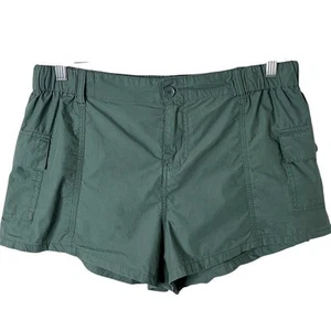 Forever 21 Women's Utility Shorts L Green High Rise Cargo Pockets Elastic Waist - Picture 1 of 6