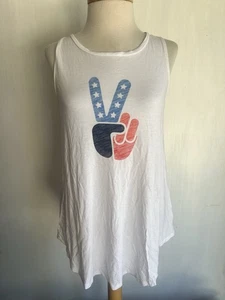 USA AMERICA PEACE SIGN (2018) Women's Old Navy Sleeveless Swing T-Shirt Medium - Picture 1 of 5