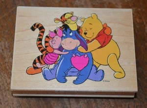 DISNEY Winnie The Pooh & Friends Mounted Rubber Stamp ALL NIGHT MEDIA 3"x4" - Picture 1 of 3