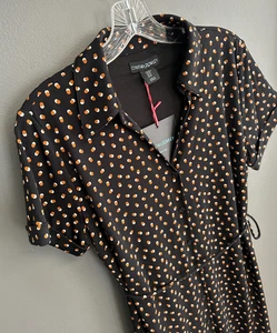 Cynthia Rowley Kleid Damen Medium Knopfleiste Shirtkleid schwarz Muster neu mit Etikett - Bild 1 von 7