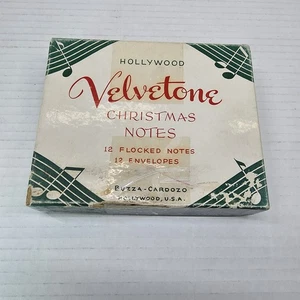 VTG 1950s Buzza Cardozo Velveto​ne Flocked Christmas Notes Made in USA 9 Cards - Picture 1 of 8