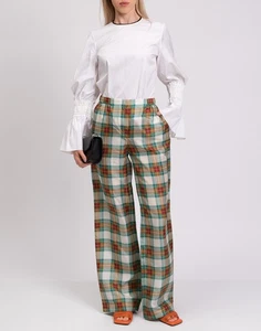 RRP€780 ALBERTA FERRETTI Silk Straight Trousers IT38 US2 UK6 XS Made in Italy - Picture 1 of 8